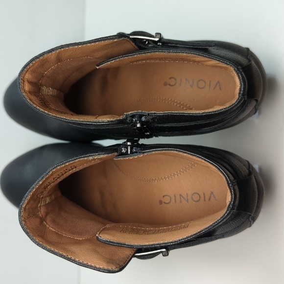 Vionic Alison Black Leather Ankle Bootie boots womans size 9W. EU 41 - Picture 10 of 16